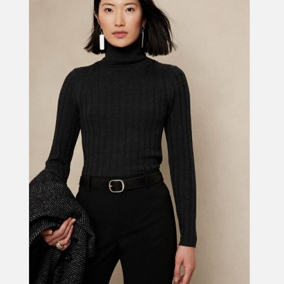 Banana Republic Siena Straight Black ITALIAN WOOL Pants Size 8 PETITE MSRP $150 - Picture 6 of 10